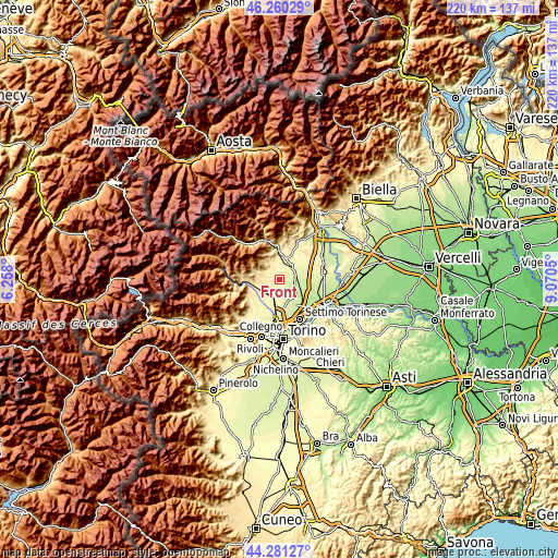 Topographic map of Front