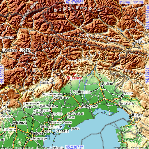 Topographic map of Frisanco