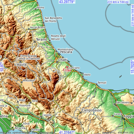 Topographic map of Frisa