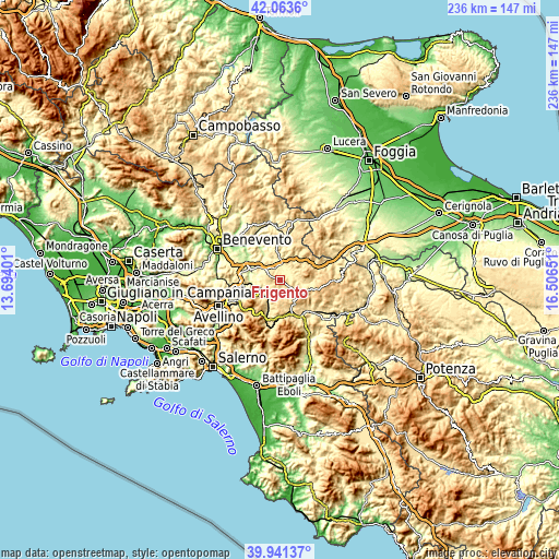 Topographic map of Frigento