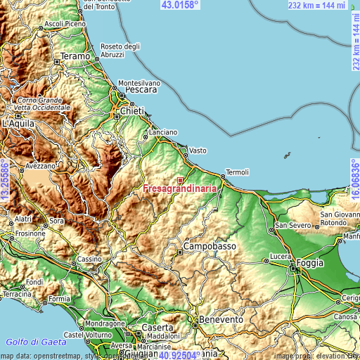 Topographic map of Fresagrandinaria