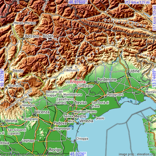 Topographic map of Fregona