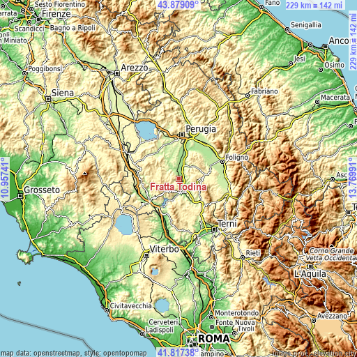 Topographic map of Fratta Todina