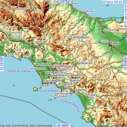 Topographic map of Frasso Telesino