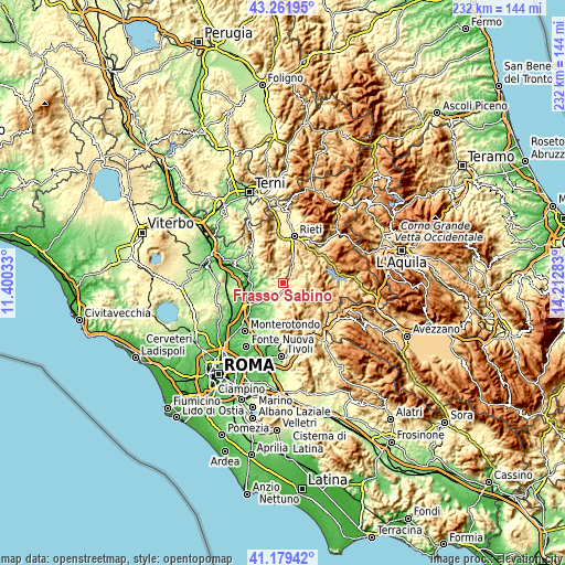 Topographic map of Frasso Sabino