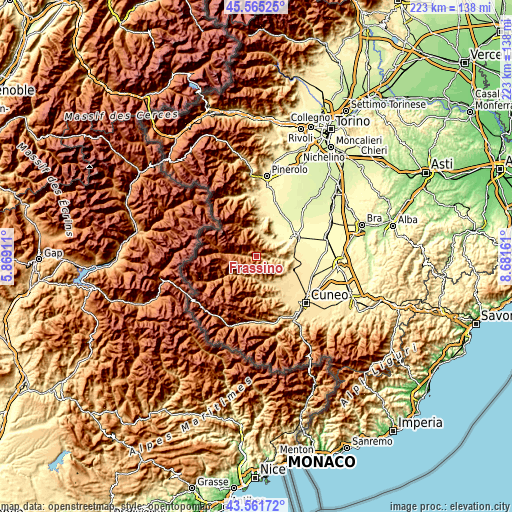 Topographic map of Frassino