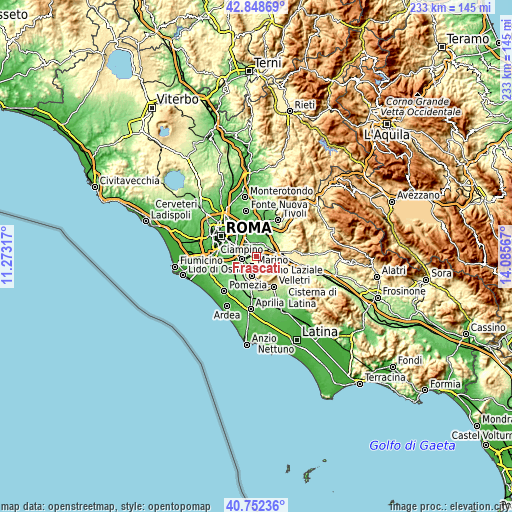 Topographic map of Frascati