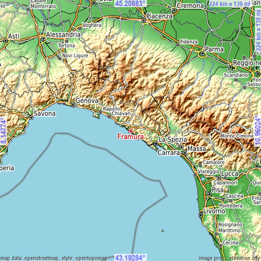 Topographic map of Framura