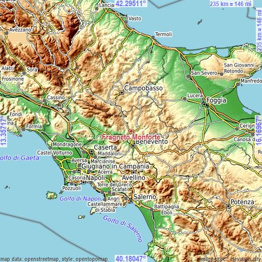 Topographic map of Fragneto Monforte