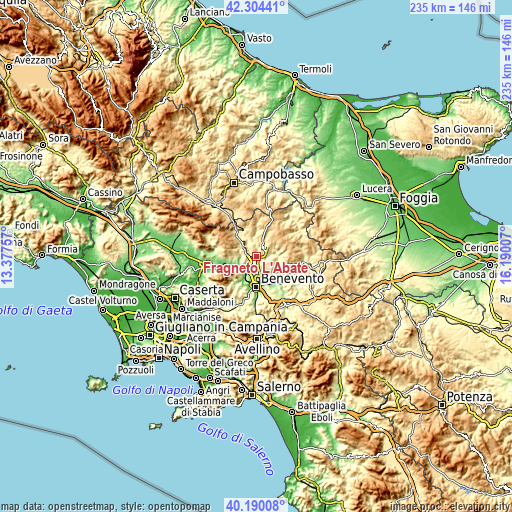 Topographic map of Fragneto L'Abate