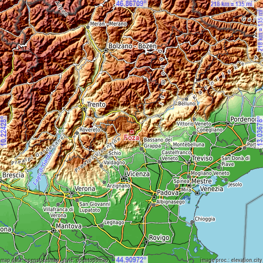 Topographic map of Foza