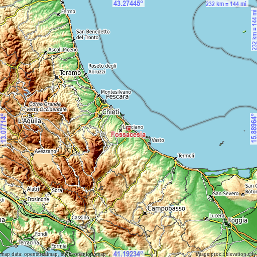 Topographic map of Fossacesia