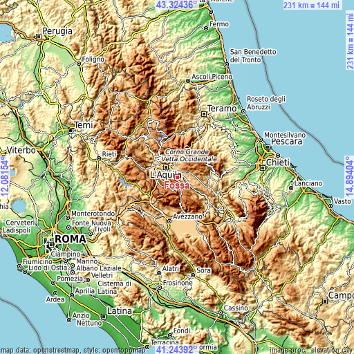 Topographic map of Fossa