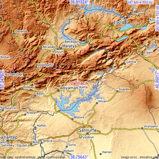 Topographic map of Damlacık