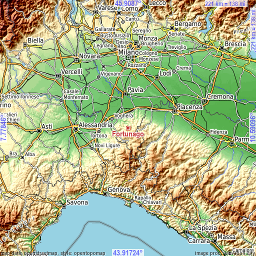 Topographic map of Fortunago