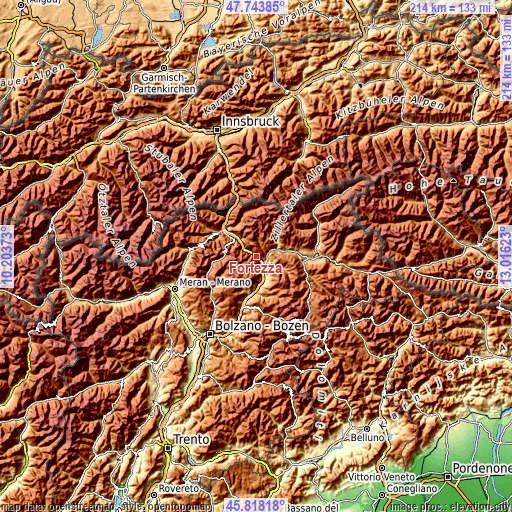 Topographic map of Fortezza