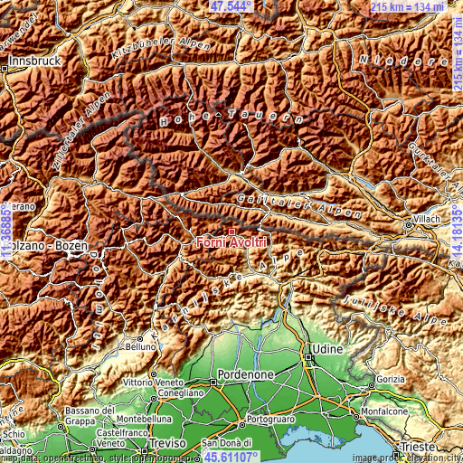 Topographic map of Forni Avoltri