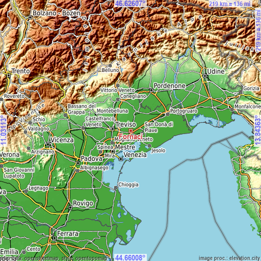 Topographic map of Fornaci