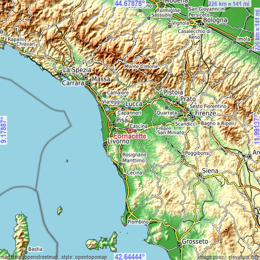 Topographic map of Fornacette