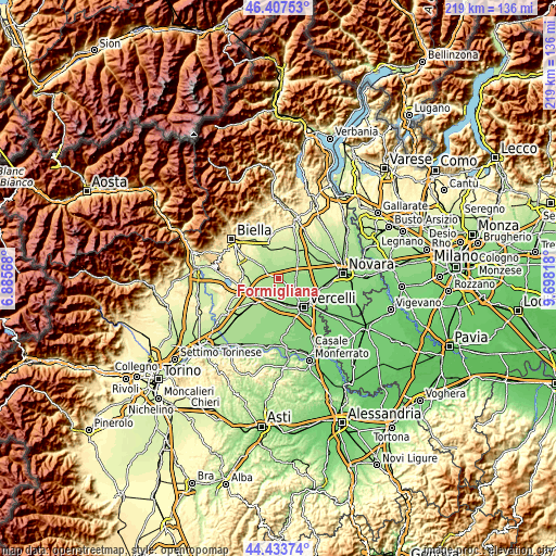 Topographic map of Formigliana