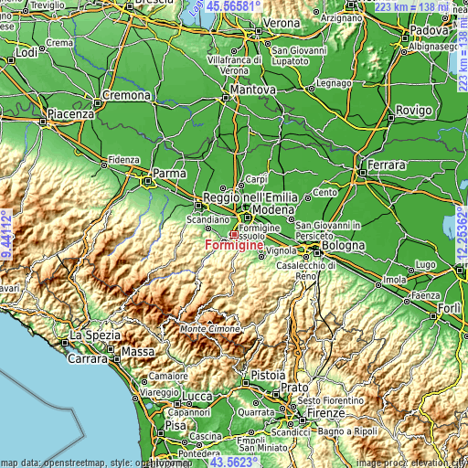 Topographic map of Formigine