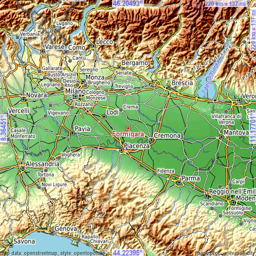 Topographic map of Formigara