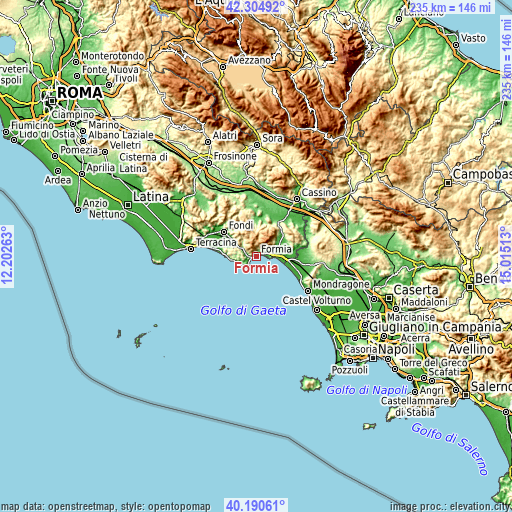 Topographic map of Formia