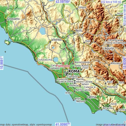 Topographic map of Formello