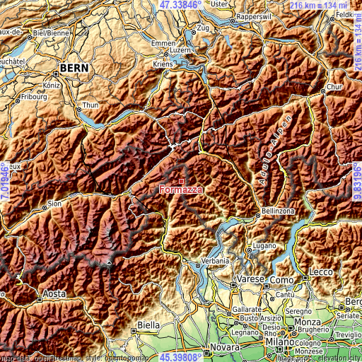 Topographic map of Formazza