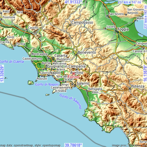 Topographic map of Forino