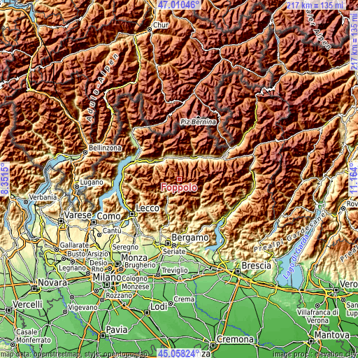 Topographic map of Foppolo