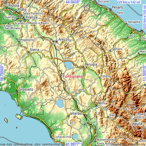 Topographic map of Fontignano