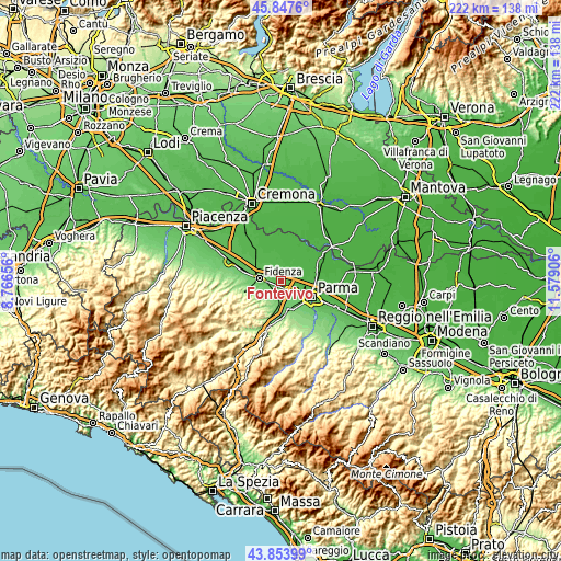 Topographic map of Fontevivo