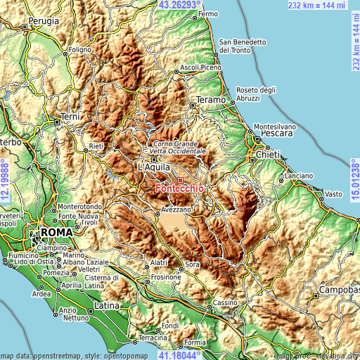 Topographic map of Fontecchio