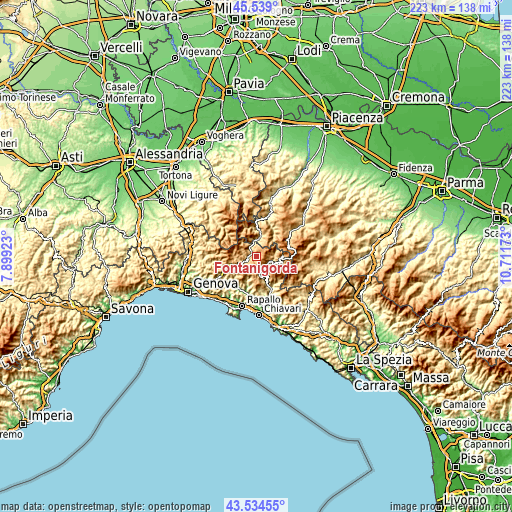 Topographic map of Fontanigorda