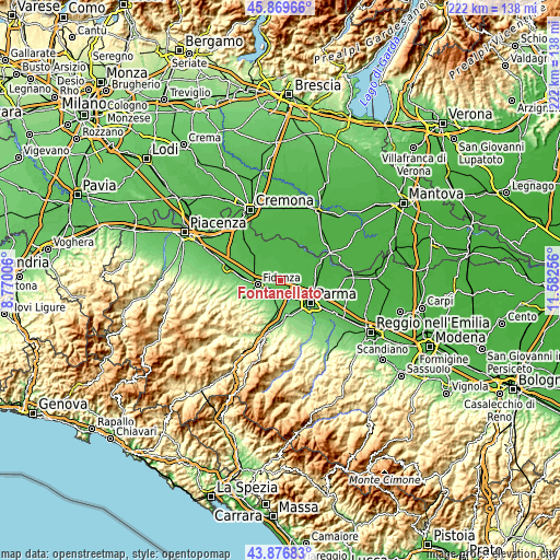 Topographic map of Fontanellato