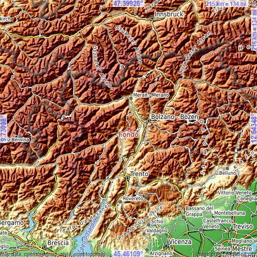 Topographic map of Fondo