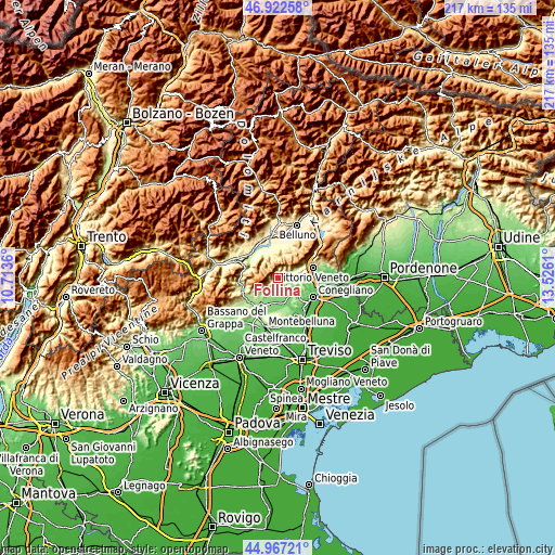 Topographic map of Follina