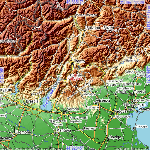 Topographic map of Folgaria