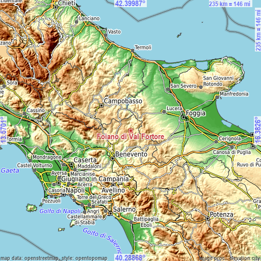 Topographic map of Foiano di Val Fortore