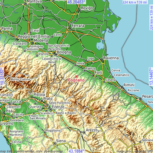 Topographic map of Fognano