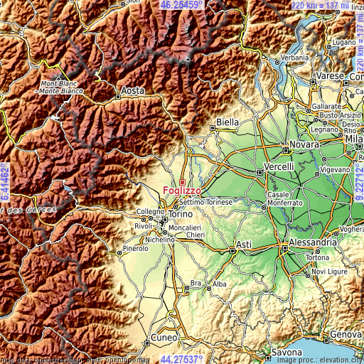 Topographic map of Foglizzo