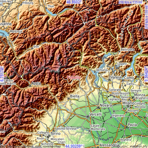 Topographic map of Fobello