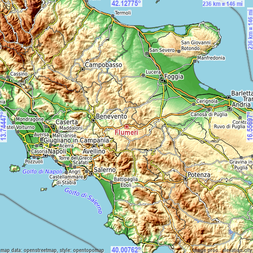 Topographic map of Flumeri