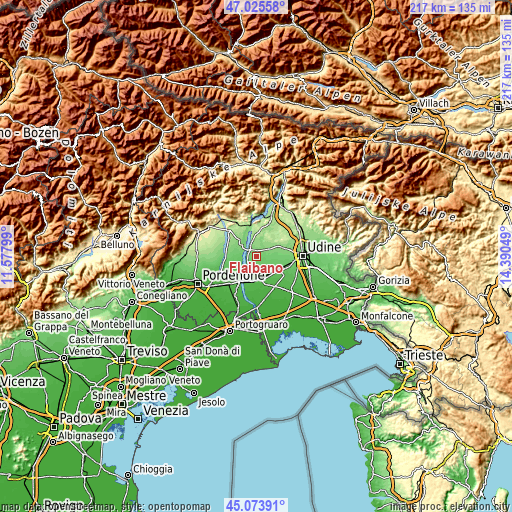 Topographic map of Flaibano