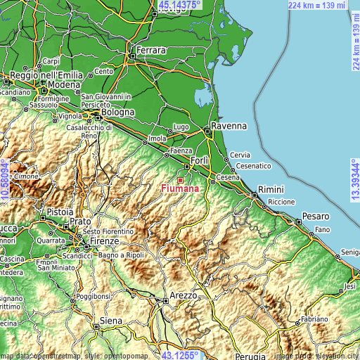 Topographic map of Fiumana