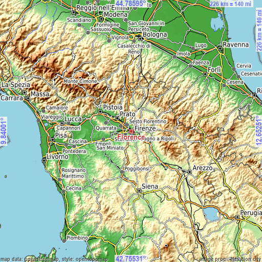 Topographic map of Florence