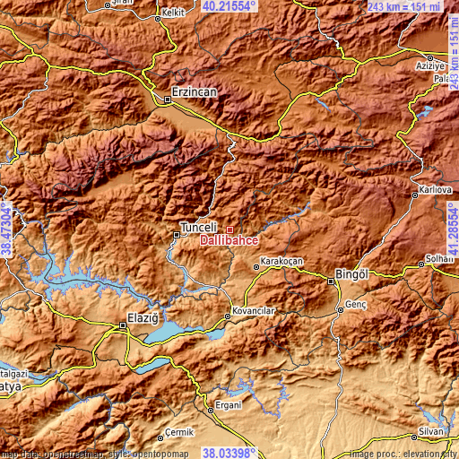 Topographic map of Dallıbahçe