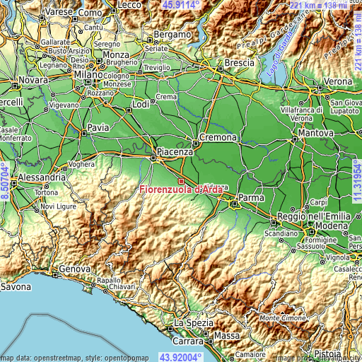 Topographic map of Fiorenzuola d'Arda