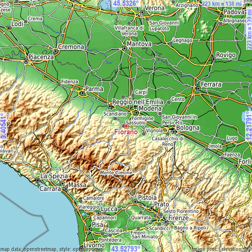 Topographic map of Fiorano